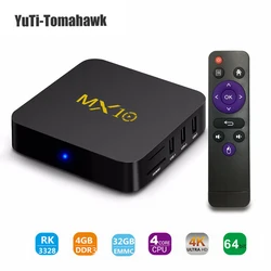 TV BOX,MX10 Android 8.1 MiNi PC, DDR3 4GB 32GB Support 2.4G Wifi Connected 64bit Quad-Core 3D 4K HDR Video Playing TV box