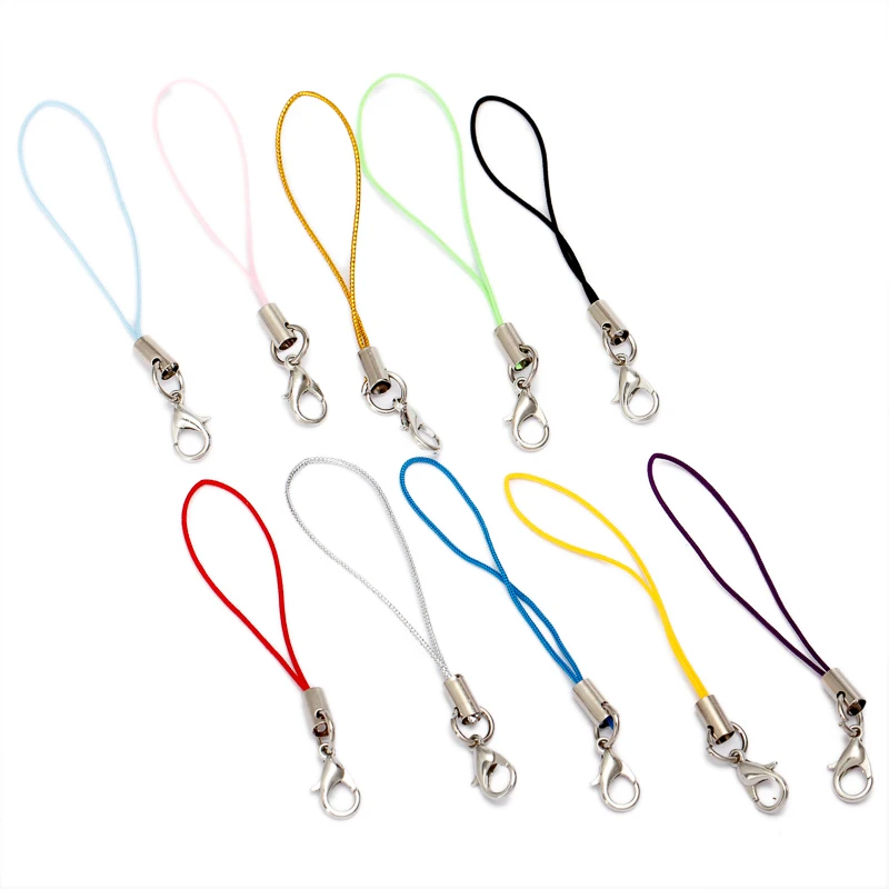 50pcs Cell Phone Lanyard Strap String Mobile Hook With Lobster Clasp Ring Keychain For DIY Jewelry Findings Accessories Material