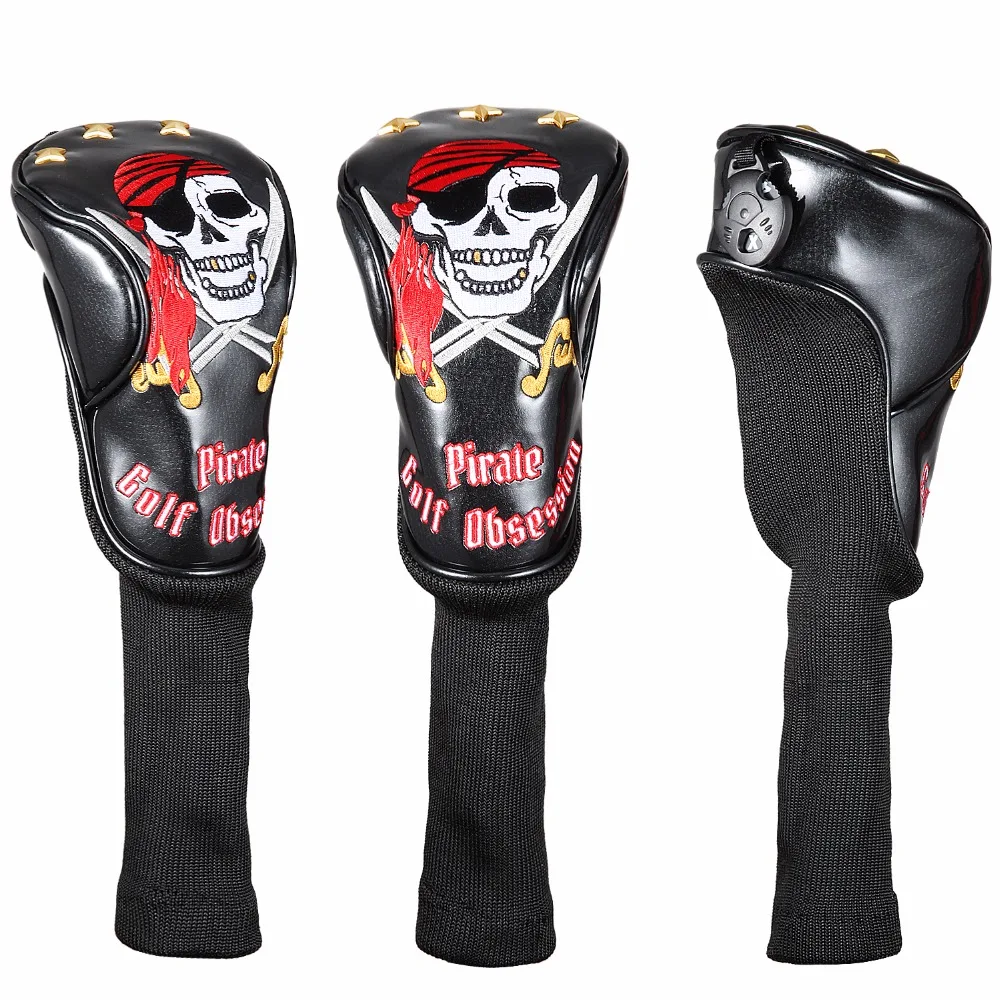 Pirate Thick PU Leather Golf UT Cover Headcover Golf Hybrid Headcover Utility Rescue Number Tag