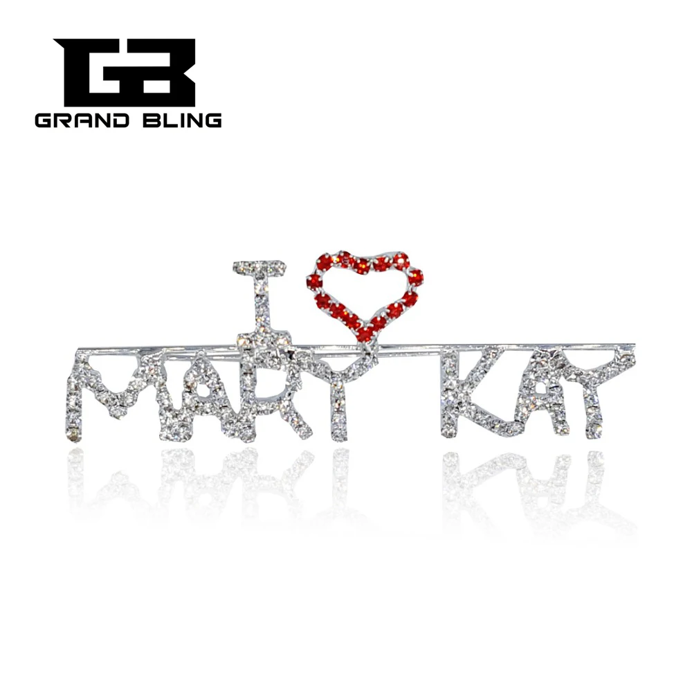 Blingbling mary kay tema broche jóias & presente "eu amo mary kay" pino da palavra