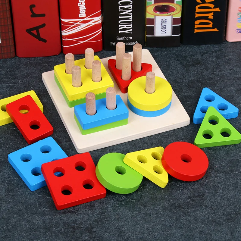 3D Puzzles Wooden Stacking Toys for Toddlers Montessori Materials Geometry Puzzle Educational Toys For Baby Sorting Nesting Toy