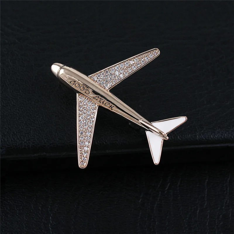 High grade Zircon Airplane Brooch Sparkling Aircraft Man Brooches Pins Women Men Suit Brooch Pin Man Party Brooch Jewelry Gifts