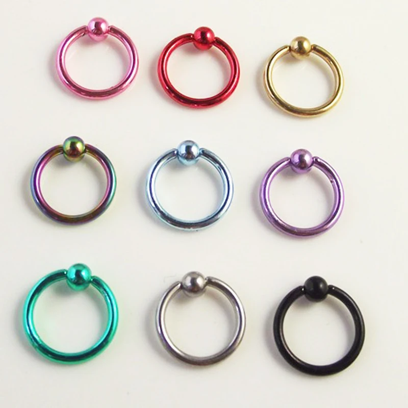 2 Piece 16Gx8x3mm Green Titanium Captive Bead Hoop Ring Navel Button Rings Lip Labret Nose Rings Body Piercing Jewelry