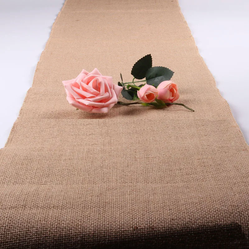 30cmX10M Vintage Natural Burlap Jute Linen Wedding Table Runner Christmas Cloth Dinning Room Restaurant Table Gadget Home Decor