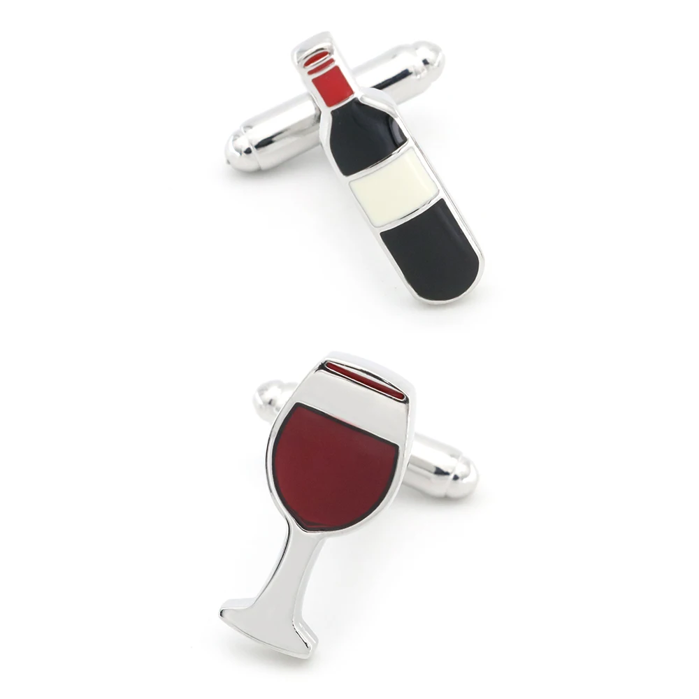 iGame Wine Bottle & Glass Cuff Links Red Color Quality Brass Material Novelty Red Wine Design Cufflinks Wholesale & Retail