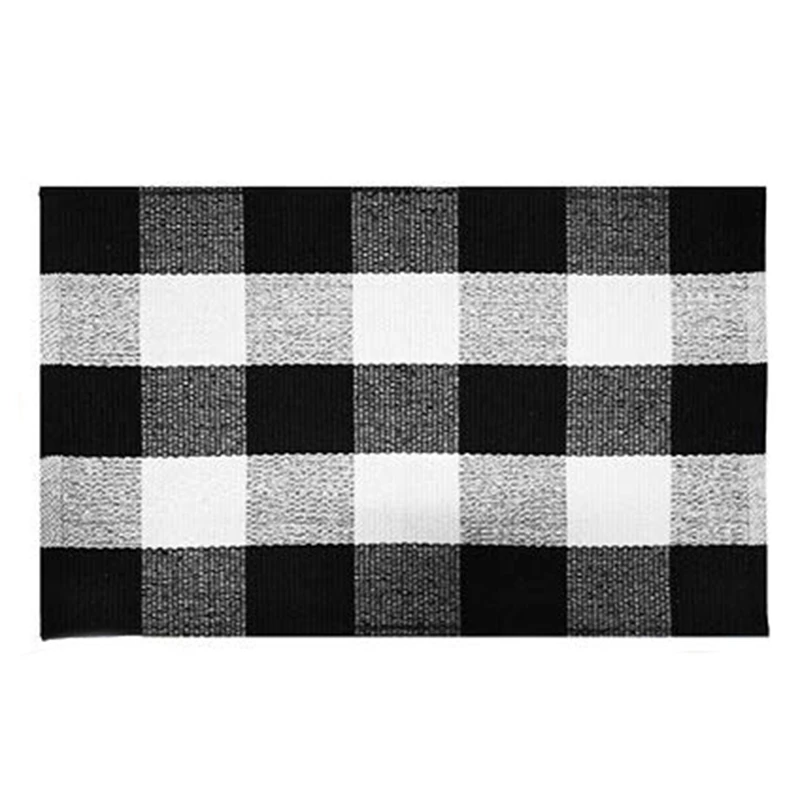 New Cotton Buffalo Plaid Rugs,Buffalo Check Rug,23.6Inch x35.4Inch,Checkered Outdoor Rug,Outdoor Plaid Doormat For Kitchen/Bat