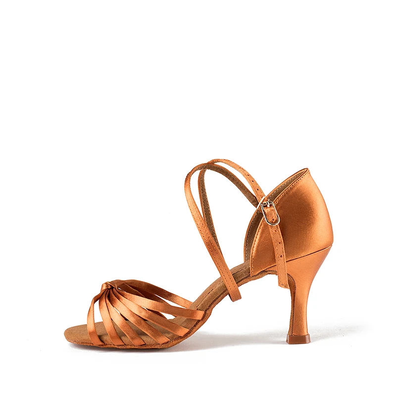 Zapatos de baile de Salsa para adultos, calzado de salón para mujer, moderno, transpirable, para Fitness, marrón, con descuentos, BD 2341