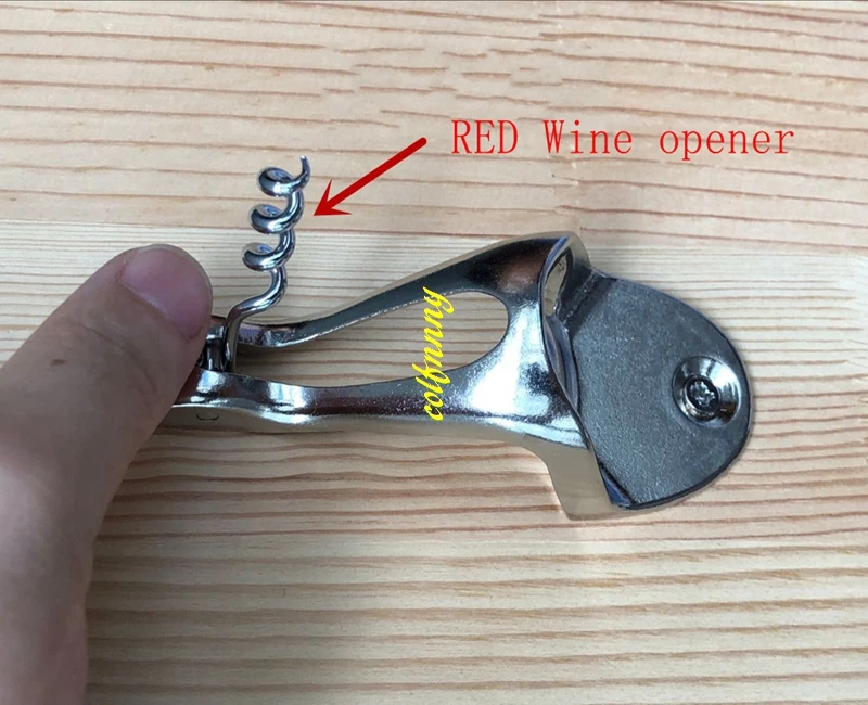 50pcs/lot  2 in 1 Retro Metal Wall Mount Red Wine Bottle opener beer bottle openers with screws Bar tools