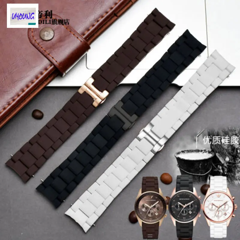 Silicone +Steel Watch Band Strap Adapted to the Bingo AR5889 AR5890 AR5905 AR5920 Style Men and Women Bracelet 20mm 23mm Fasion