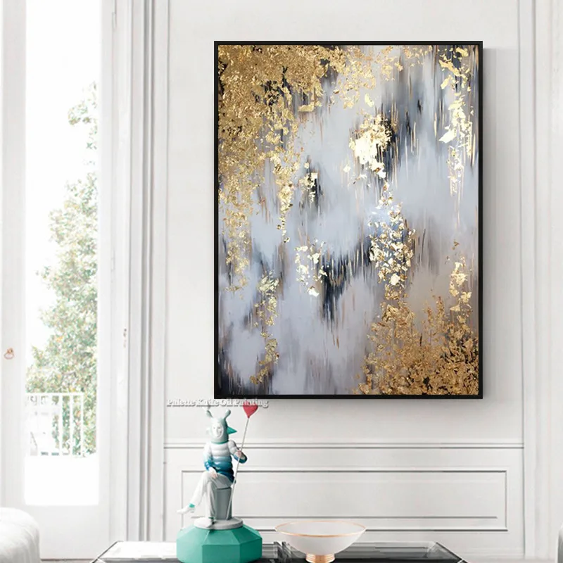 

Hand painted Canvas oil paintings Gold Art decorative pictures for living room home decor cuadros decoracion