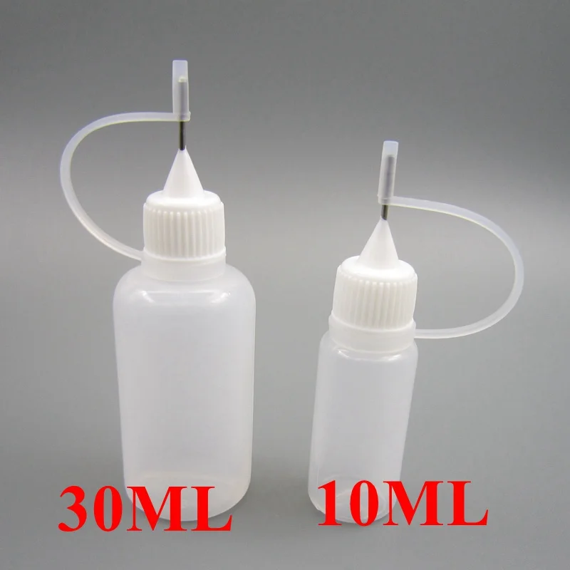 10pcs/set Empty Plastic Squeezable 10ml 30ml Liquid Dropper Bottle Needle Tip+Loop New