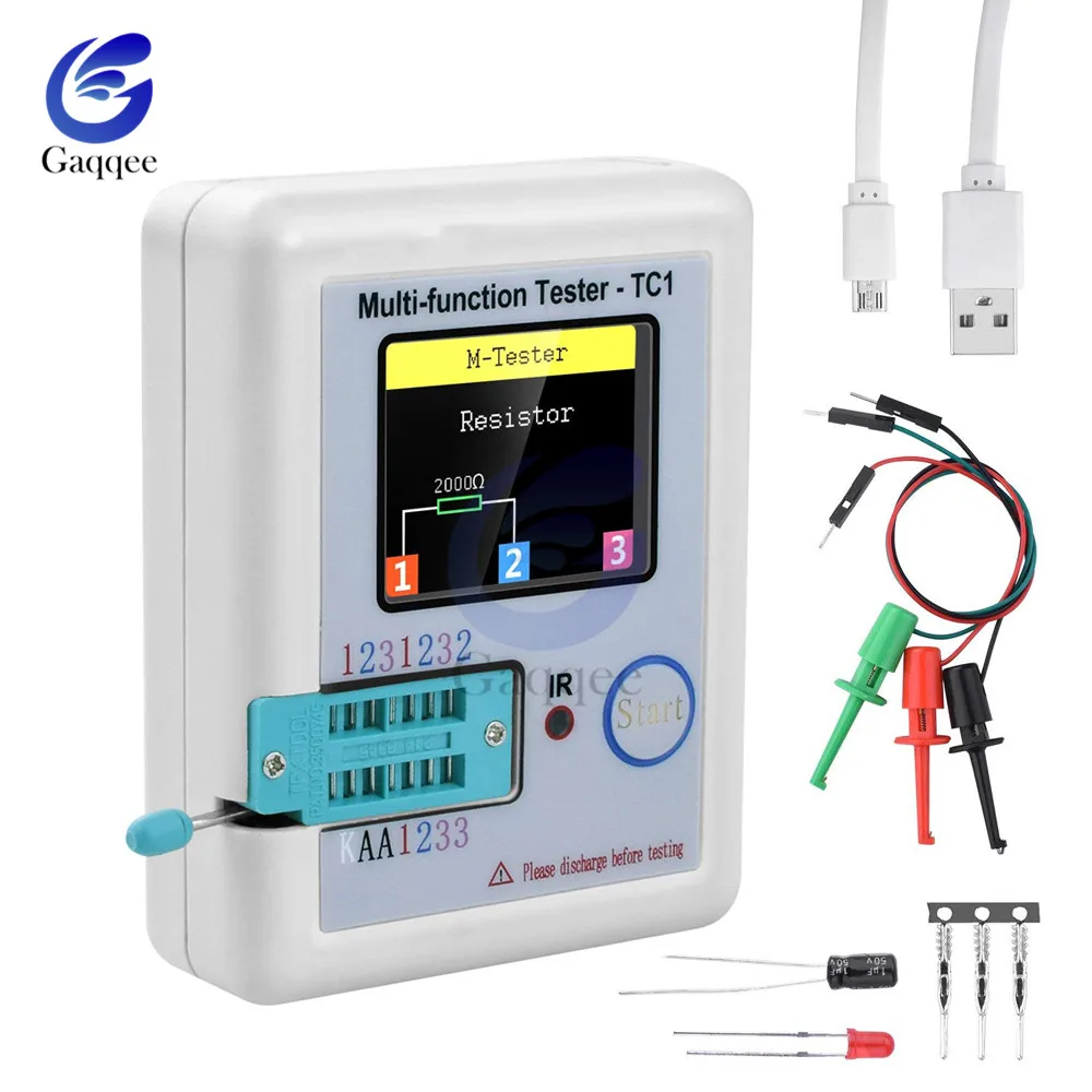 LCR-TC1 Transistor Tester Tft Diode Triode Capaciteit Meter Lcr Npn Mosfet Weerstand Test Lcd 3.5 Inch Tft Multimeter