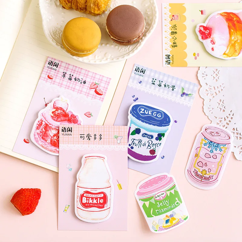 Kawaii Fruit Drink Sticky Notes Memo Pad Cute Stationery Planner Notepad Paper Bookmarks School Office Supply