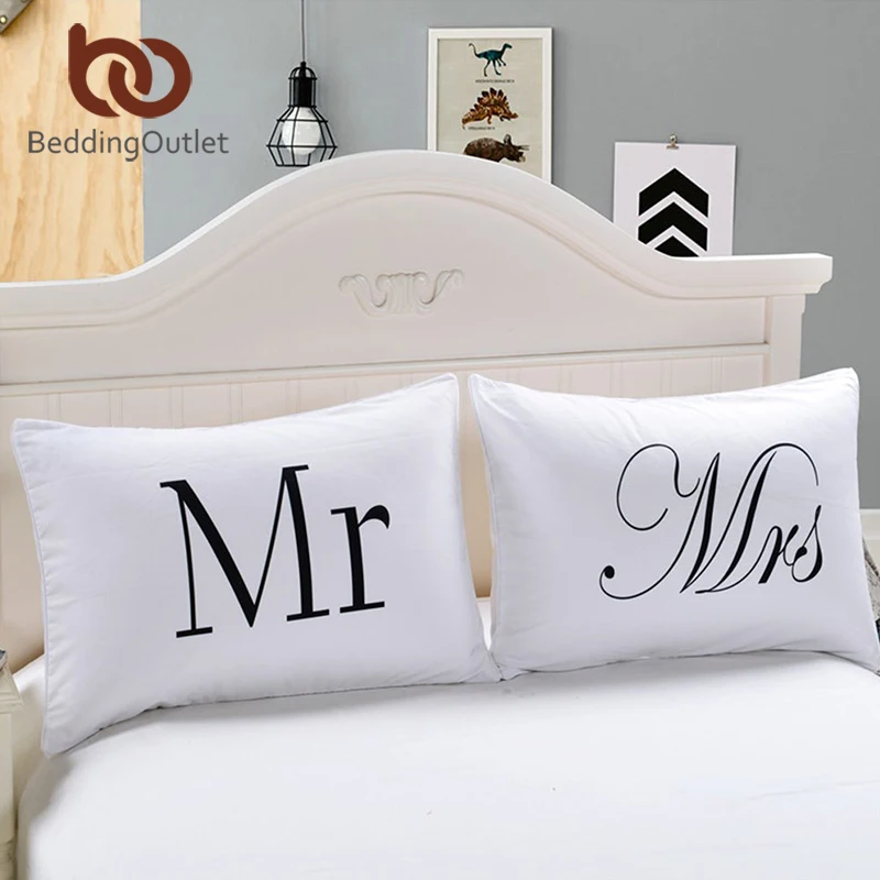 

BeddingOutlet Mr and Mrs Pillow Cases Couple Pillowcases His and Hers Personalized Pillow Cover For Anniversary Wedding Gift