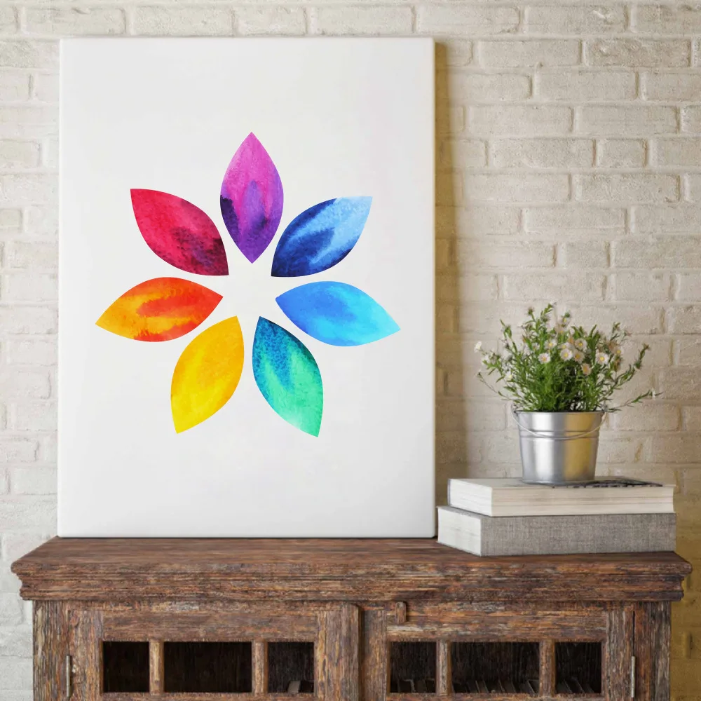 Colorful Lotus Flower Yoga Wall Art Print Poster , Watercolor Chakras Yoga Om Meditation Picture Canvas Painting Home Decoration