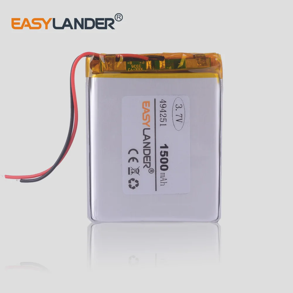 

10pcs /Lot 494251 1500mAh lithium Li ion polymer rechargeable battery for GPS mp3 mp4 phone navigation instruments small toys