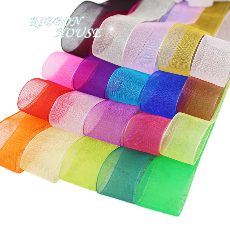 

(50 yards/roll) Organza Ribbon Wholesale gift wrapping decoration Christmas silk ribbons lace fabric 12/15/20/25/40/50mm