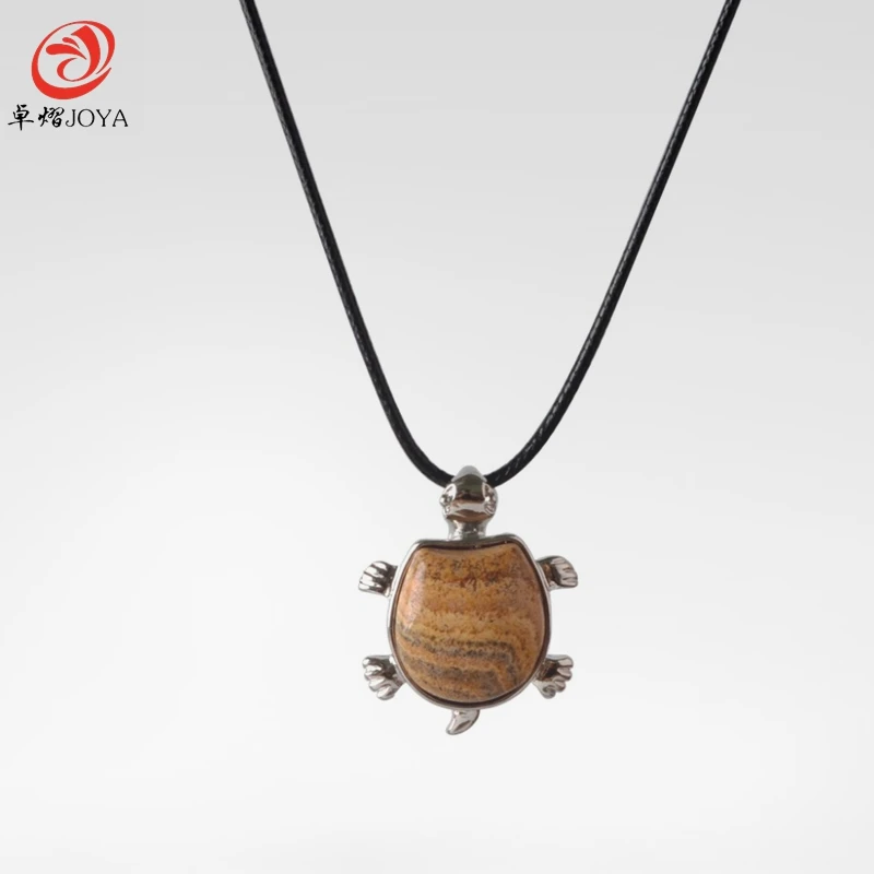 2018 Hot selling natural stone turtle necklace pendant Like the picture lines of  same longevity Man women birthday present