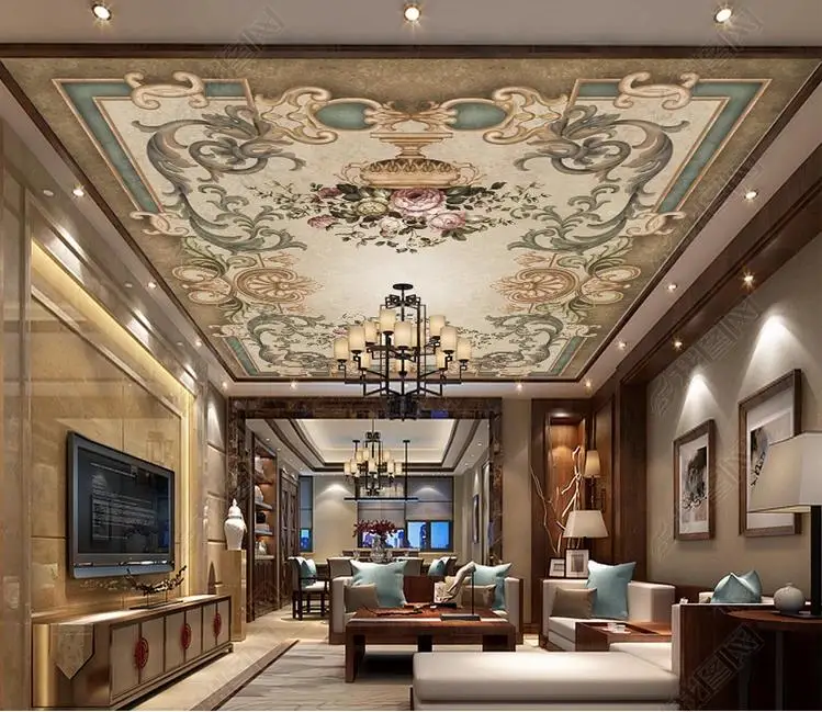 Custom 3d ceiling Artistic classical flower bedroom living room walls 3d ceiling photo wallpaper 3d on the wall