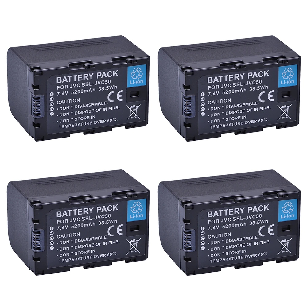 

4Pcs SSL-JVC75 SSLJVC75 SSL-JVC50 JVC50 Battery for JVC GY-HM600, GY-HM650, GY-HMQ10, GY-LS300 Camcorder Batteries