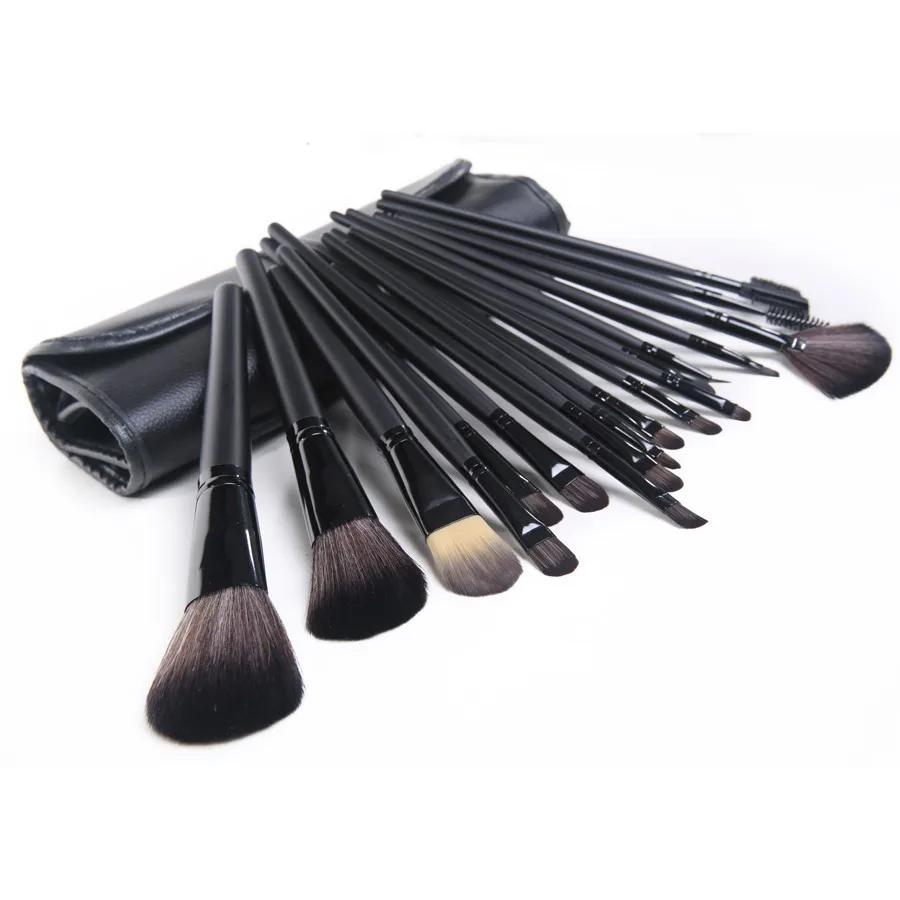 Wood Handle 18pcs/set Makeup Brush Set Beauty Make up Tools Powder blush contour foundation brush With Leather Case