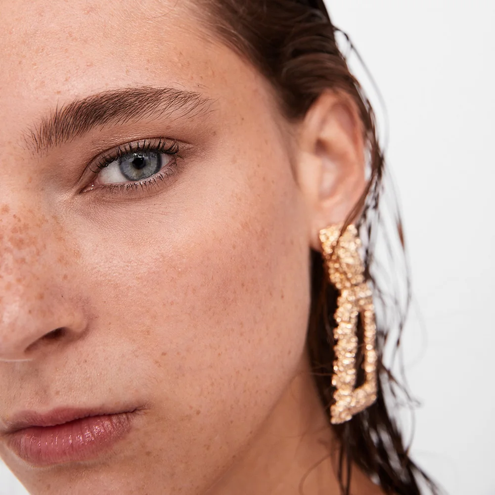 2019 Vintage Big Clip On Earrings Without Piercing Statement Hanging Earring Metal Ear Clips for Women Party Fashion Jewelry image 6