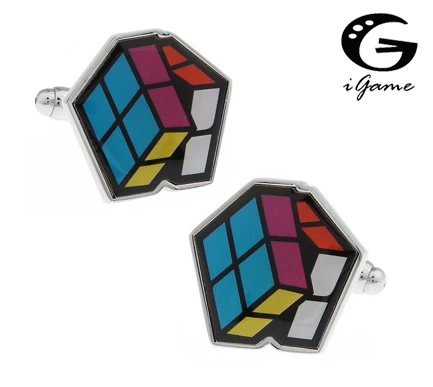 

iGame Factory Price Retail Men's Novelty Cuff Links Copper Material Magic Cube Design Free Shipping