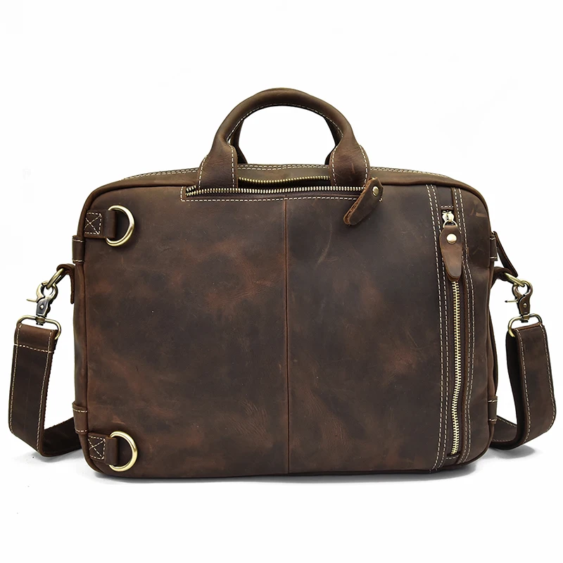 Men Genuine Leather Laptop Backpack 15\