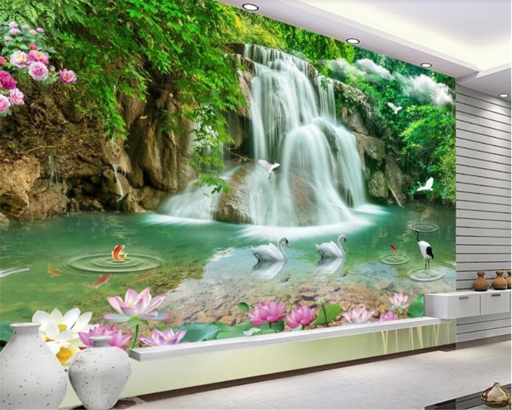 

beibehang papel de parede Three dimensional landscape waterfall landscape 3 TV background wall wallpaper papier peint