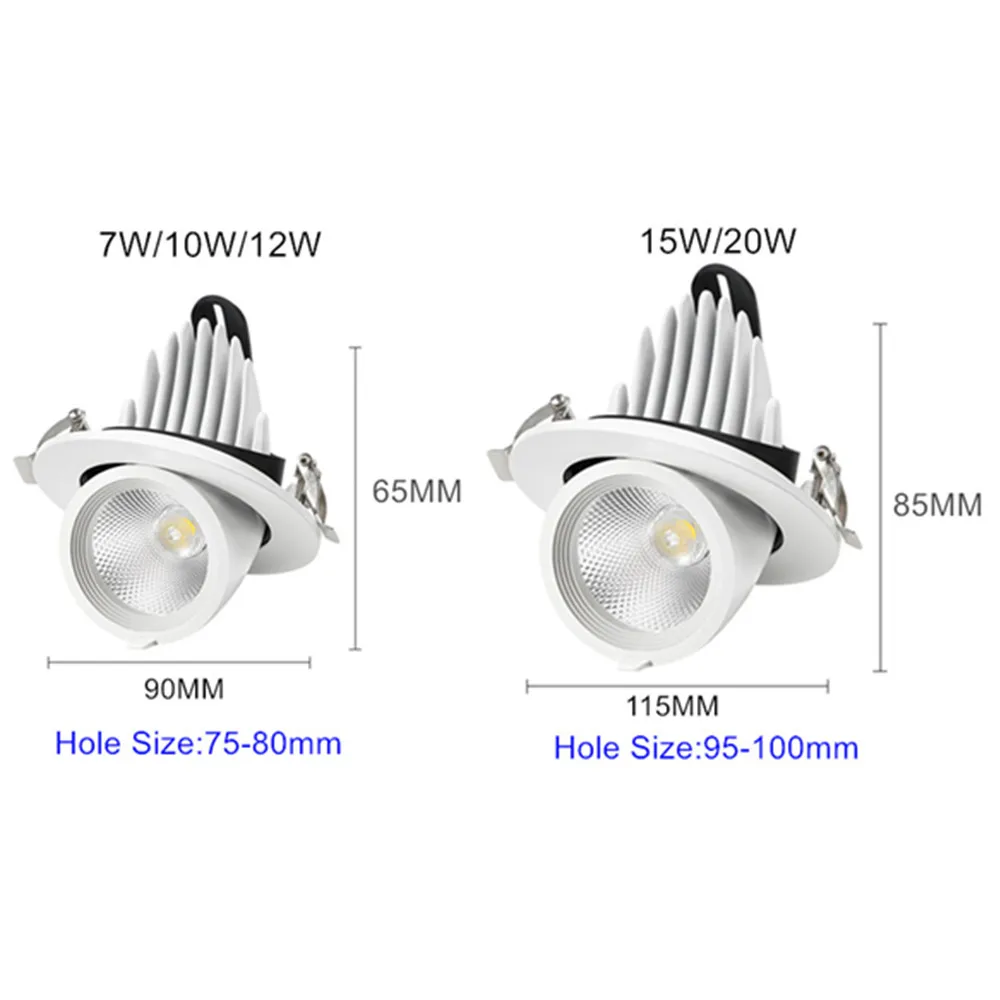 Luminária led com regulagem de rotação 360, luminária de teto embutida, ajustável, para sala de estar, sala de estar