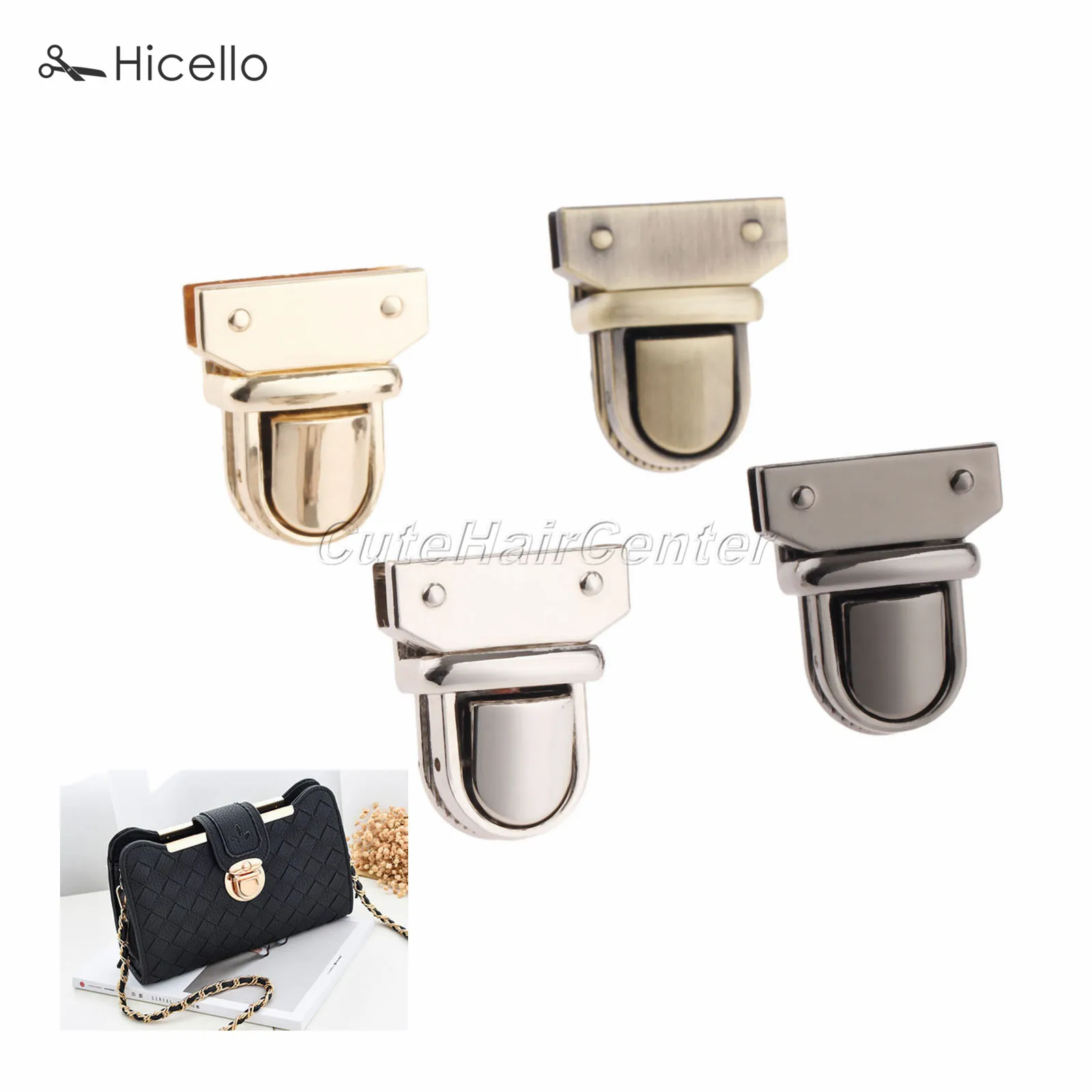 1Set Bag Clasp Lock Twist Turn locks Zinc Alloy 33*29mm for Luggage Leather Bags Clothing Shoes Sewing Accessories Craft Hicello