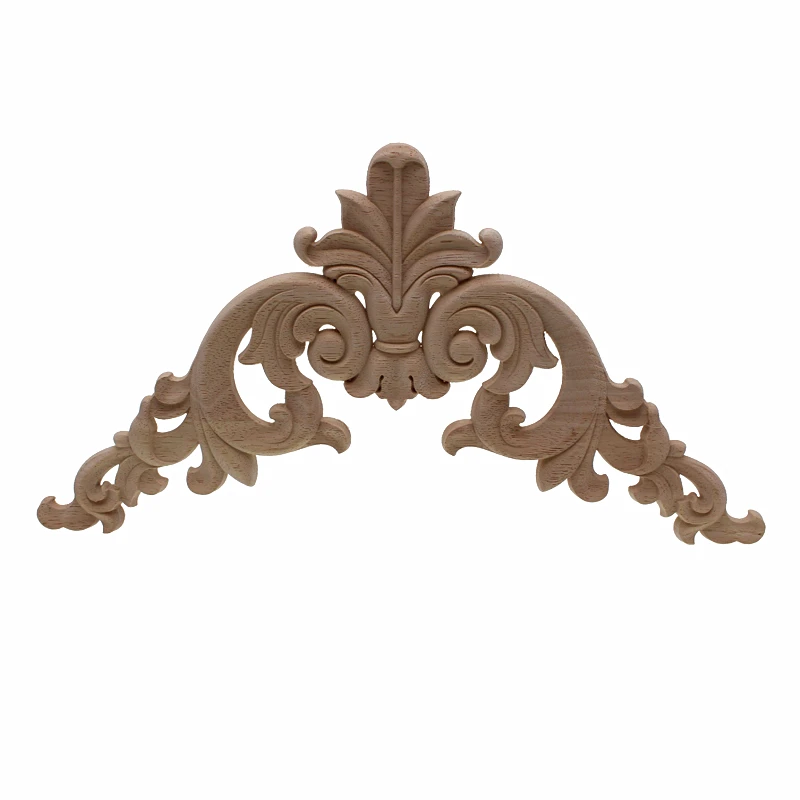 VZLX Wood Carved Onlay Appliques Carpenter Frame Decal Furniture Decoration Wooden Crafts Decorative Flower Ornament