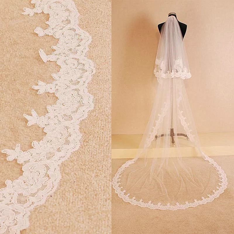 Veu De Noiva Elegant Layer 2 Ivory White Wedding Veil Cathedral Length 300cm Bridal Veils With Comb Velos De Novia