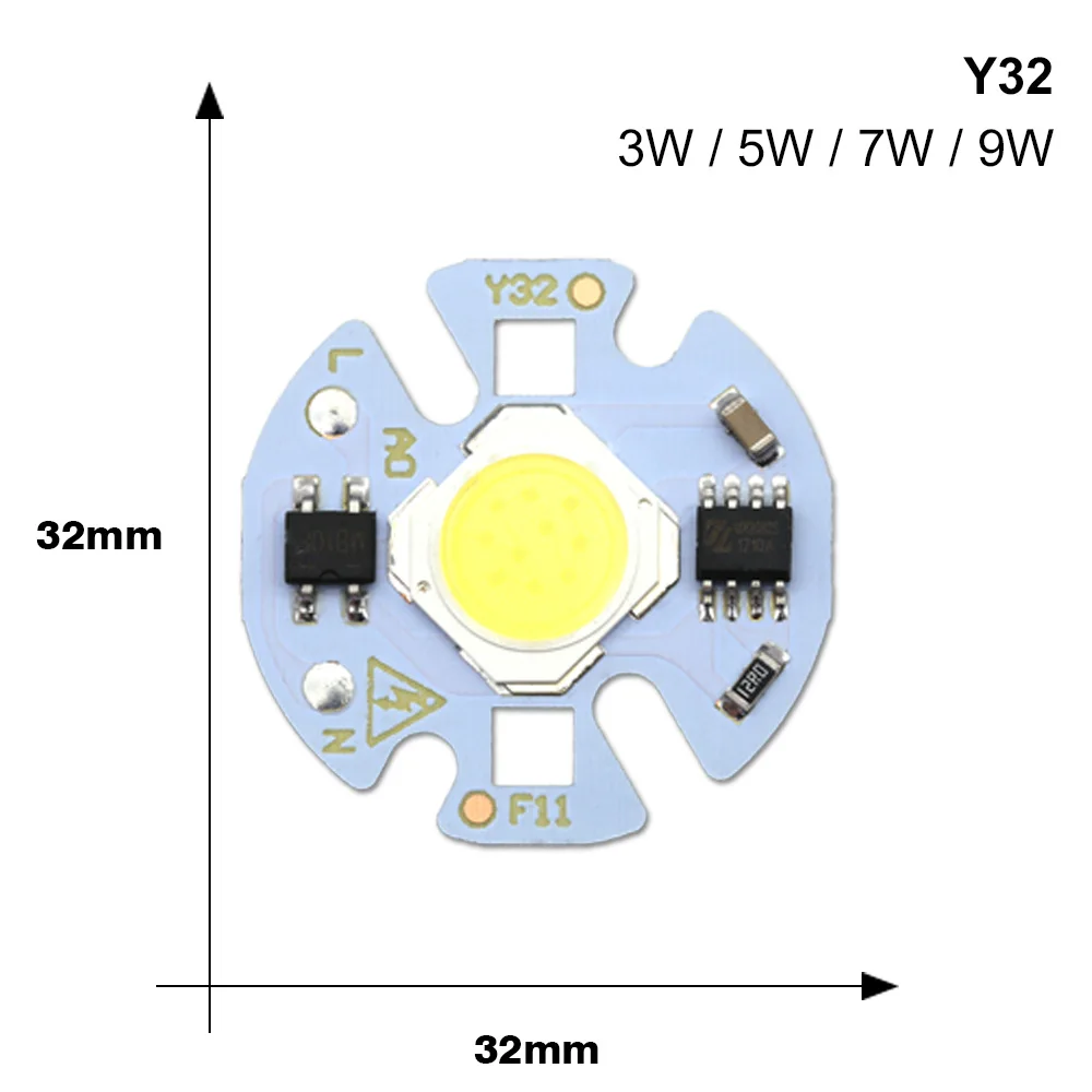 Умный чип IC LED COB, 5 шт., 3 Вт, 5 Вт, 7 Вт, 9 Вт, 220 В, Y32 для светодиодной лампы «сделай сам», светильник, прожектор, не требует