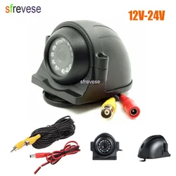 12 LED Side Car Rear View CCD Reversing Backup Camera For Truck Bus Monitor + 5m Cable 12V-24V