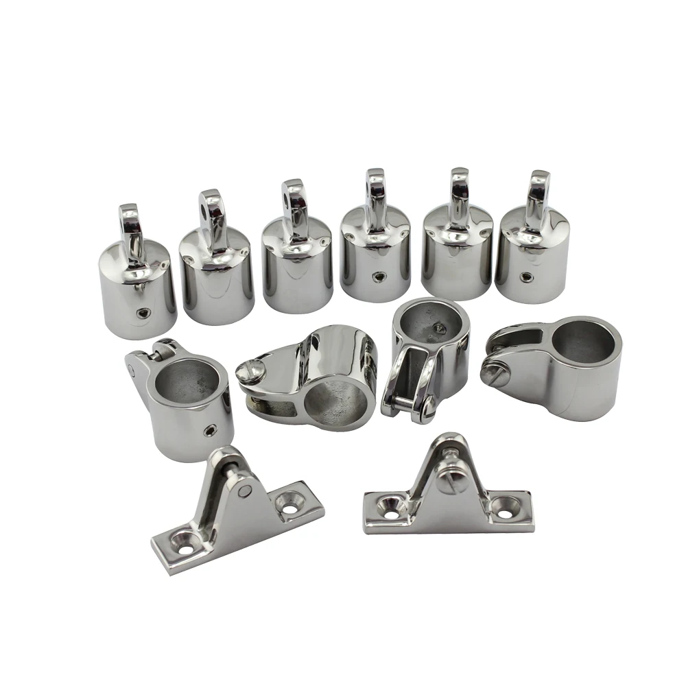 4 and 3 Bow Stainless Bimini Top Fitting Boat Stainless Steel Marine Hardware Set - 16/12 piece set of SS316 7/8