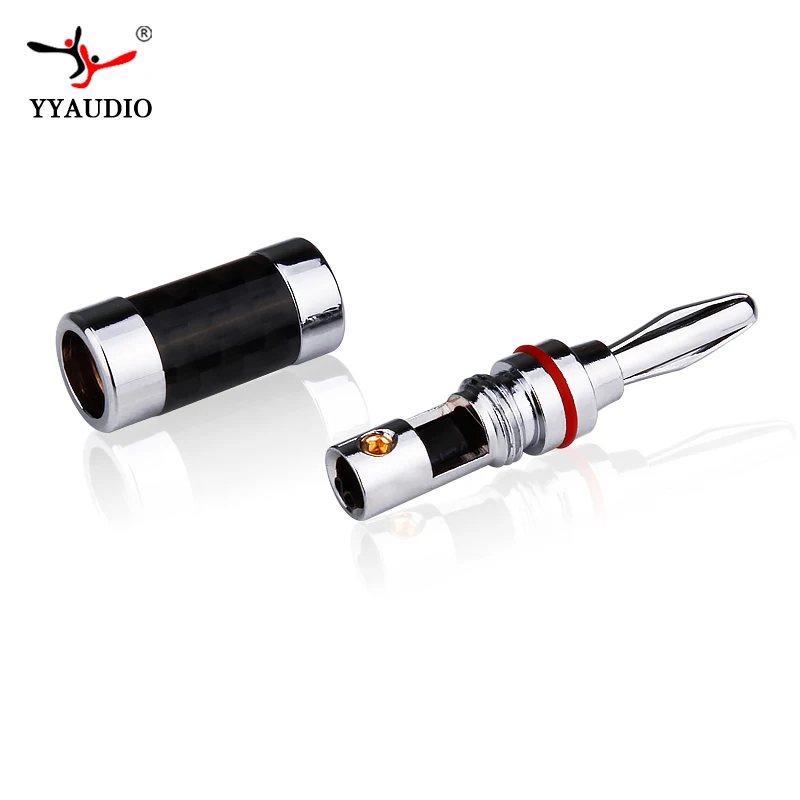 YYAUDIO Hifi Banana Connector 4mm Speaker Banana plugs Copper Rhodium Plated Banana Jack For Audio Jack Speaker Plugs Black&Red