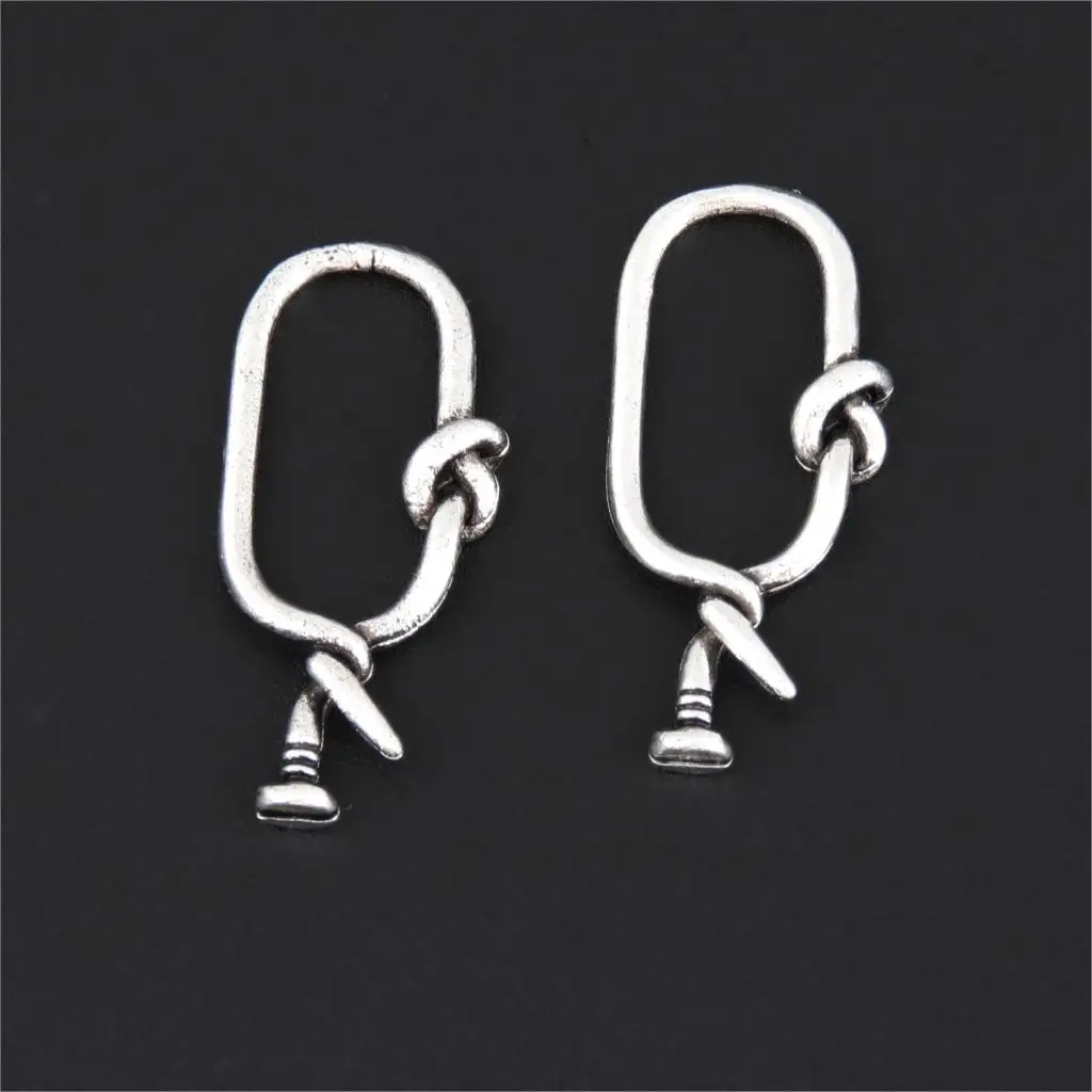 30Pcs  Silver Color  Nail Charms Finding Worker Tool Pendant Making Keychain Bracelet Jewelry Accessories 28x13mm A3286