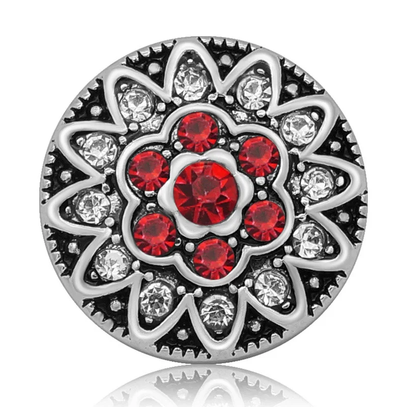 New KZ3144 Beauty colorful rhinestone flowers round 20MM snap buttons fit snap bracelet jewelry wholesale