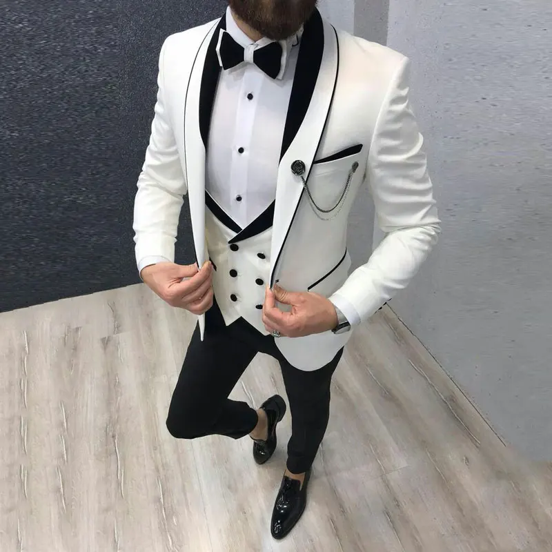 Ultimo cappotto pantalone disegni abiti da uomo bianchi per abito da sposa uomo abito da sposo Blazer smoking Slim Fit Costume Hommes Terno Masculino