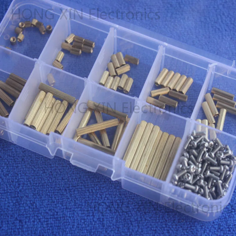 270Pcs/M2 PCB Threaded Female Brass Standoff Spacer Board Screws Nut Assortment kit set