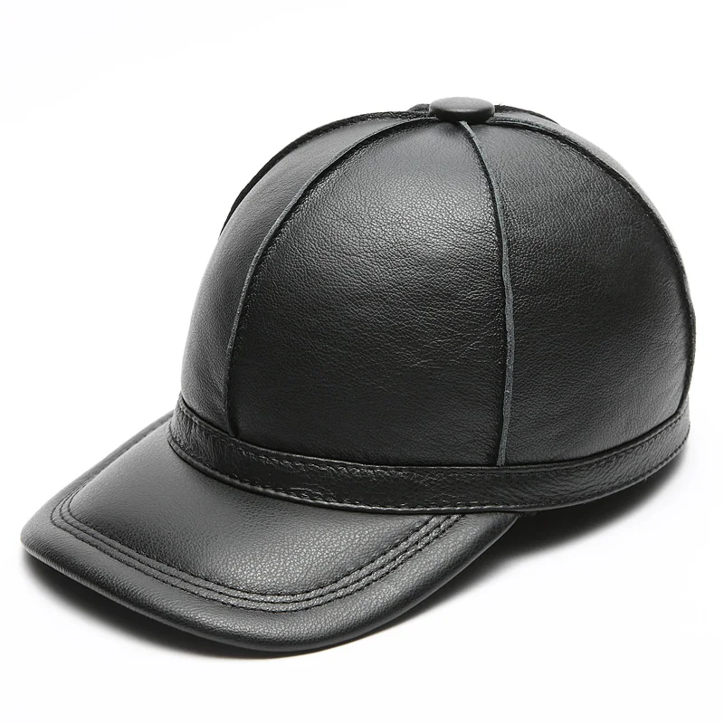 2021 new genuine leather baseball golf/sport cap hat men's winter warm brand new cow skin leather newsboy caps hats