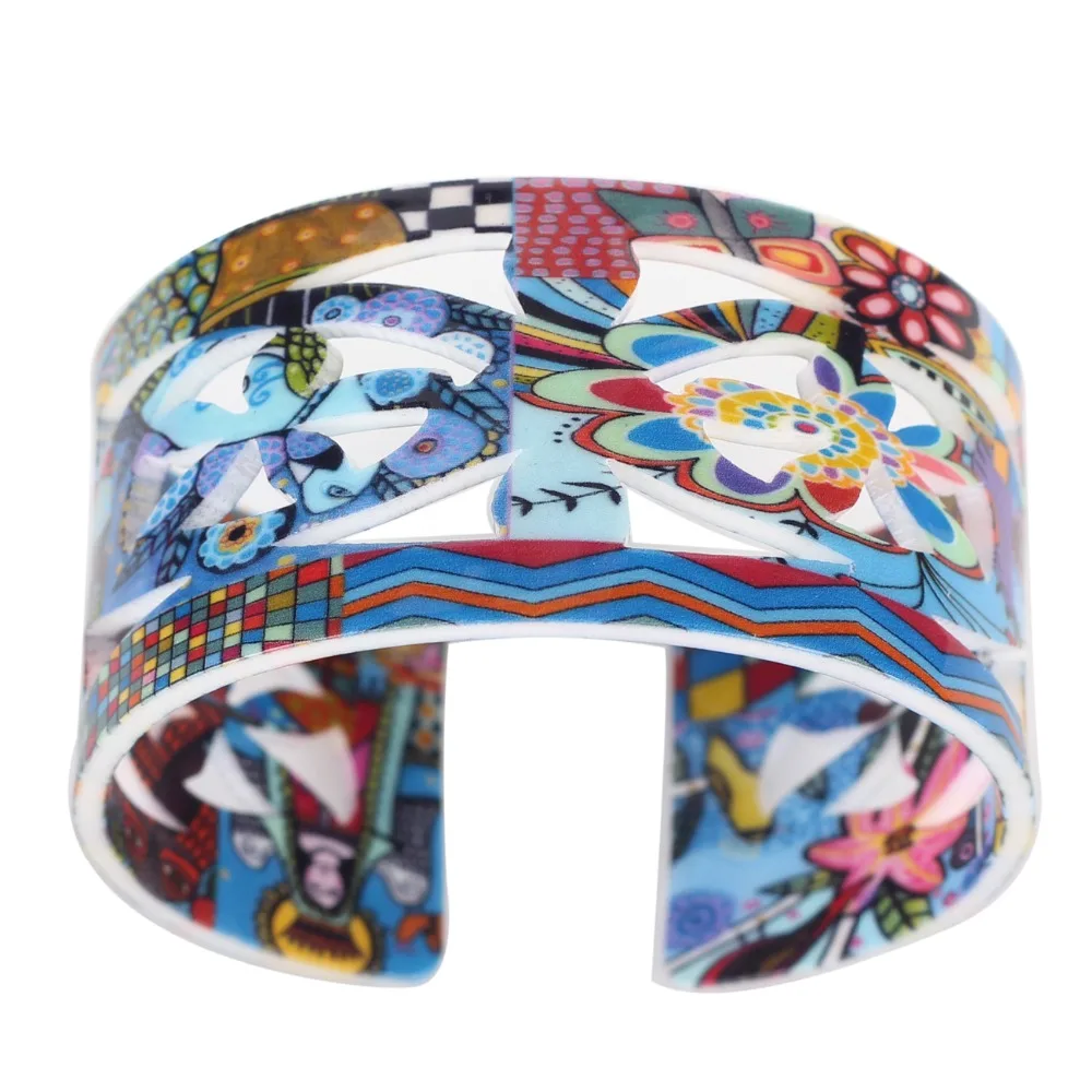Bonsny Acrylic Cute Colorful Pattern Bangle News Fashion Jewelry Women Girls Spring Summer Accessories Bracelets AB162 Jewelry