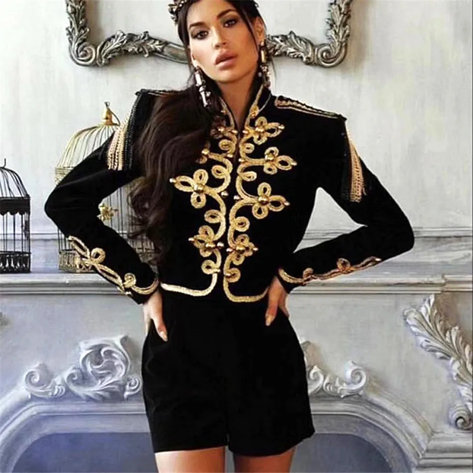 New Fashion 2023 Short Jacket Women\'s Long Sleeve Bandage Zip Band Jacket embroidered coat Outerwear Coats