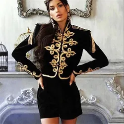 New Fashion 2023 Short Jacket Women's Long Sleeve Bandage Zip Band Jacket embroidered coat Outerwear Coats