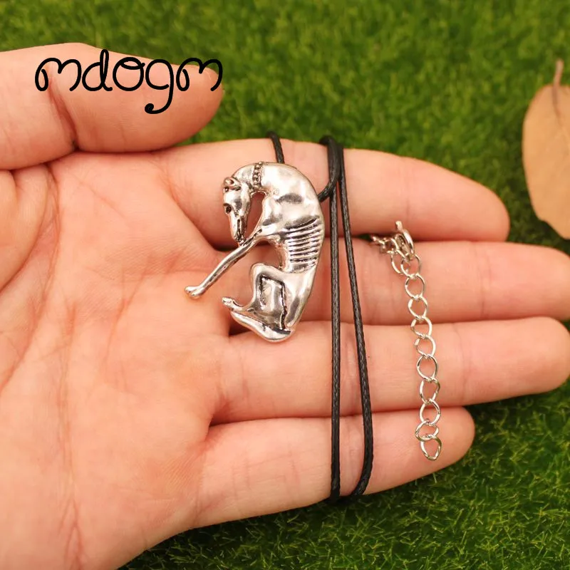 Mdogm Greyhound Necklace Dog Animal Pendant Antique Gold Silver Plated Jewelry For Women Male Female Girls Ladies AKC N141