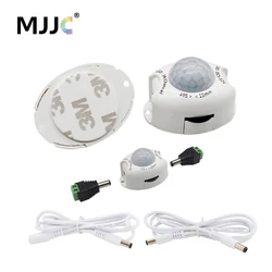 Interruptor de luz con Sensor de movimiento, Detector de movimiento de 5V, 12V, CC, temporizador activado, interruptor automático de encendido y apagado, tira de luz LED, Sensor de movimiento PIR