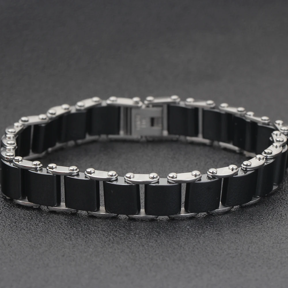 Fashion White/Black Ceramic Wrap Bracelet &Bangle For Men Women 12mm Width Stainless Steel Charm Bracelet