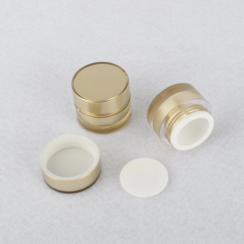 5g de plástico acrílico forma redonda recta bote/frasco/botella de estaño esencia suero crema de ojos muestra gel prueba arte uñas embalaje cosmético