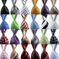 2024 Elegant Striped Men Neckties 8cm Wide Necktie For Men Shirt Accessories Solid Neck tie Party Plaid Wedding Gravatas